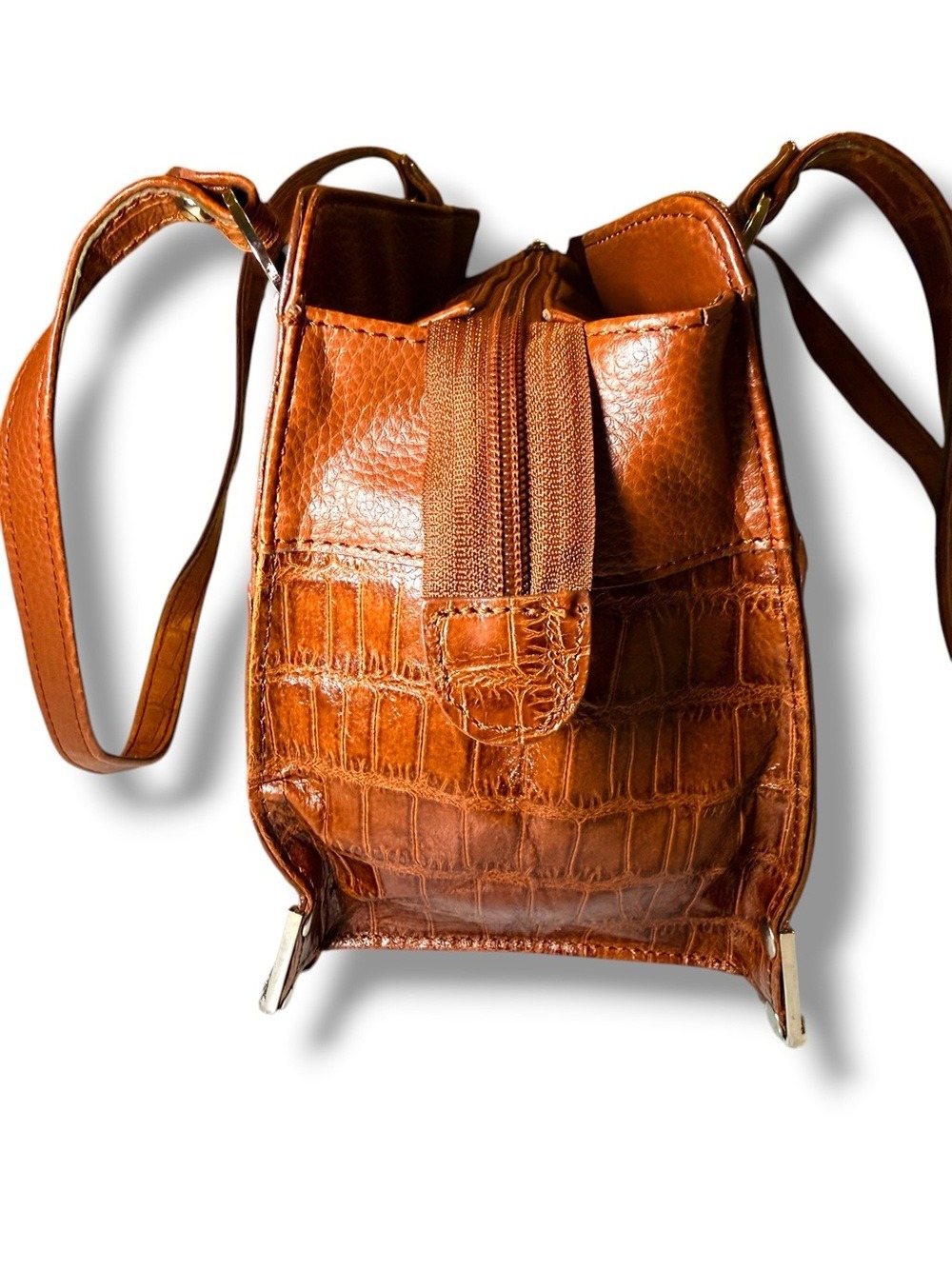 Marc Chantal Vintage Western Shoulder Bag Cognac Leather Heart Charm - Picture 6 of 12